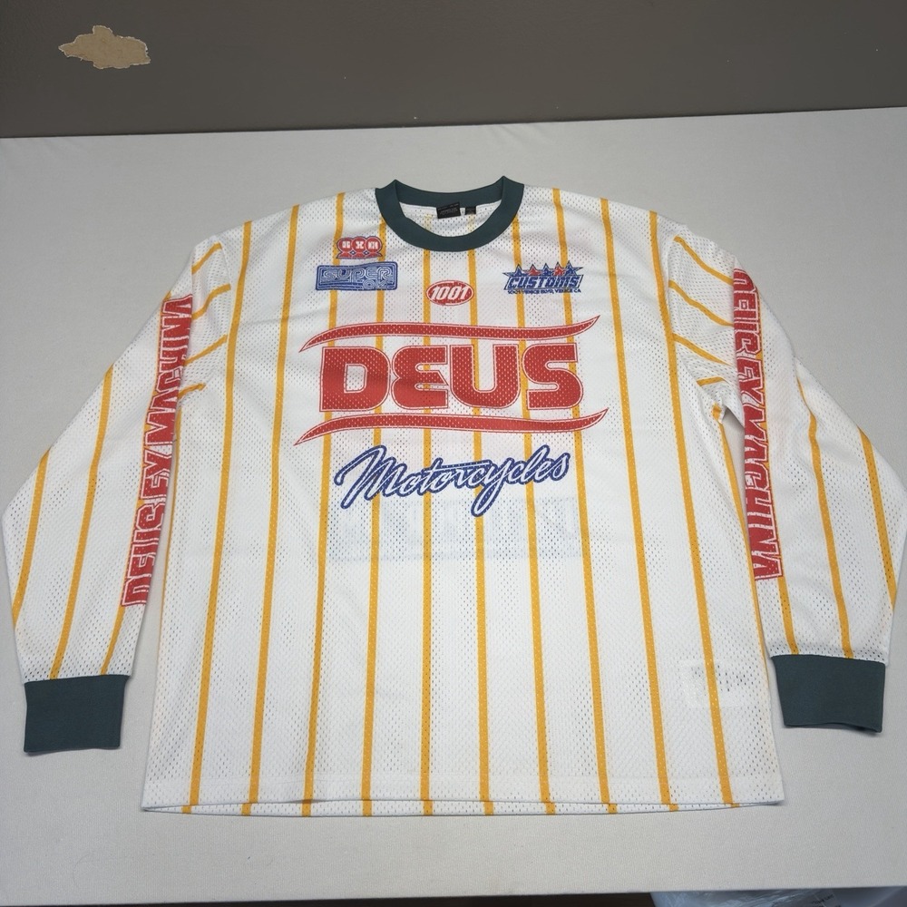 Deus Ex Machina Motorcycle Riding Jersey 00 White Men's Medium Moto Cycle Mesh